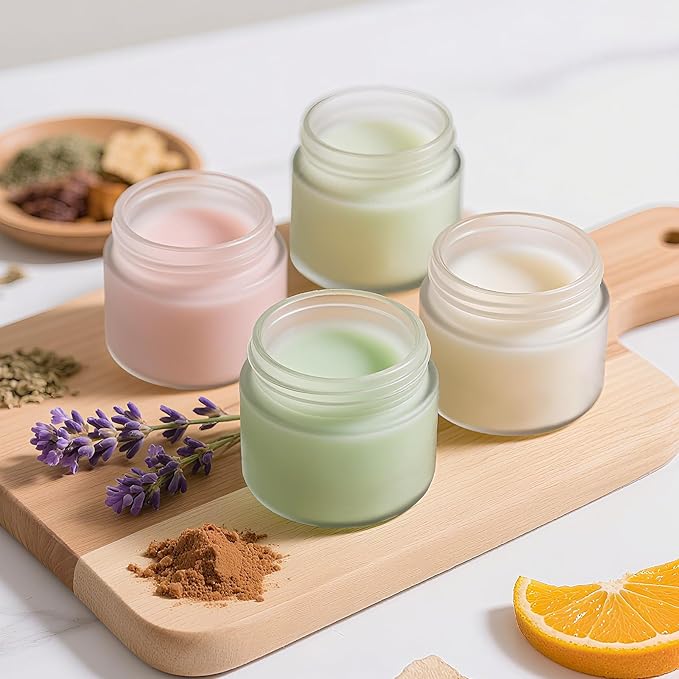 2oz Jars with Lids, Hoa Kinh 24 Pack Frosted Glass Jars with Woodgrain Lids - Image 2