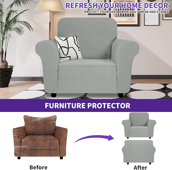 ZNSAYOTX Chair Cover with Arms, New Striped Sofa Chair Covers - Image 2