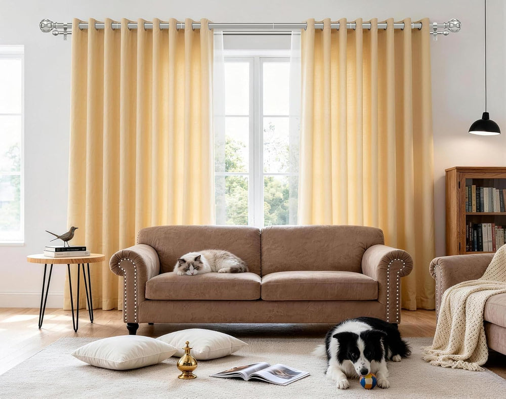 KAMANINA Double Curtain Rods for Windows 72 to 144 Inch, Adjustable, Bronze