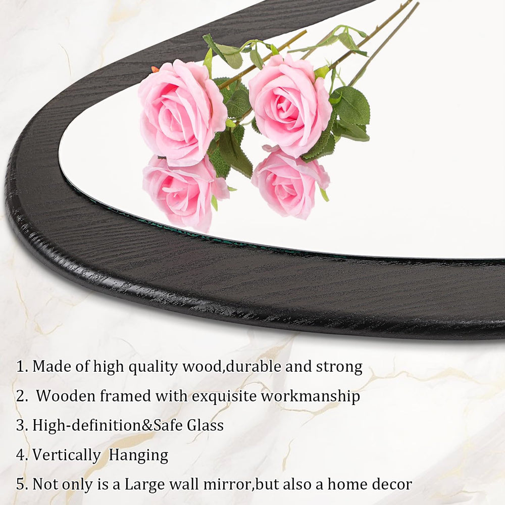 AAZZKANG Irregular Wall Mirror Full Length Black Wood Framed Large