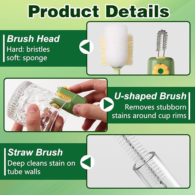 5 in 1 Bottle Cleaning Brush Set, 2026 Multifunctional Lid Brush Cleaning Tool - Image 6