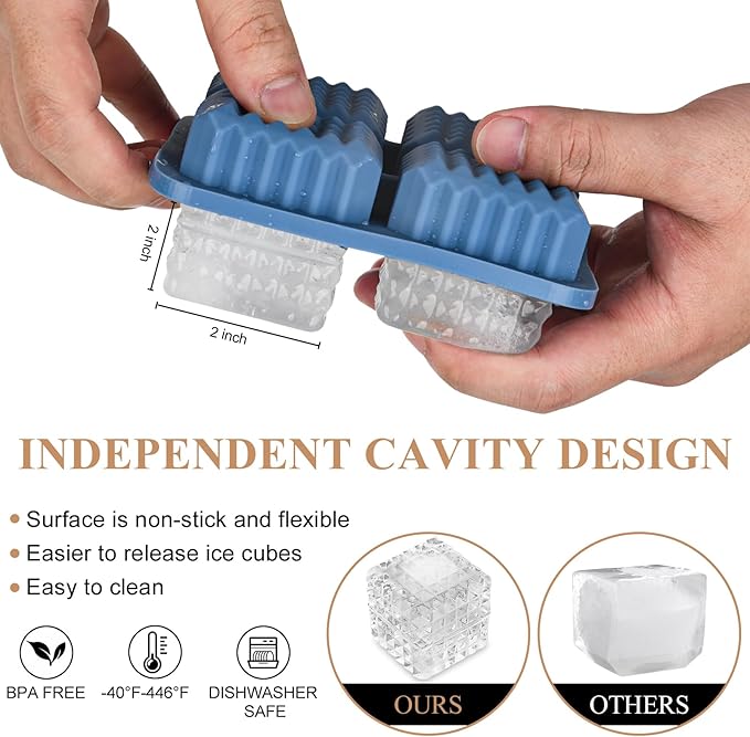 2-Inch Whiskey Ice Cubes Mold, Silicone Ice Cube Trays - Image 7