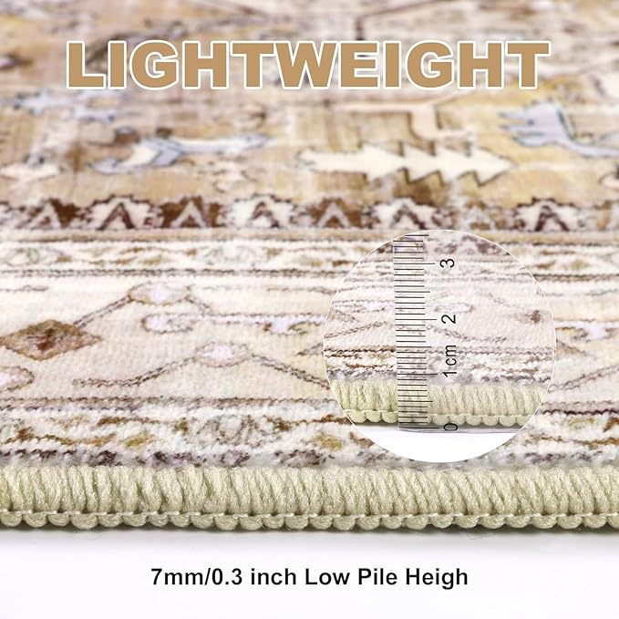 Yamaziot Washable Runner Rug, 2x10 Non-Slip Boho Vintage Hallway Rug Runner - Image 4