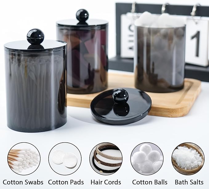 XIPENGKEJI 6 Pack Qtip Holder, Canister Apothecary Jar Set, Bathroom Jars - Image 4
