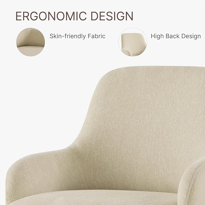 Swivel Dining Chairs Set of 2, Mid Century Modern Chairs Fabric Upholstered A...