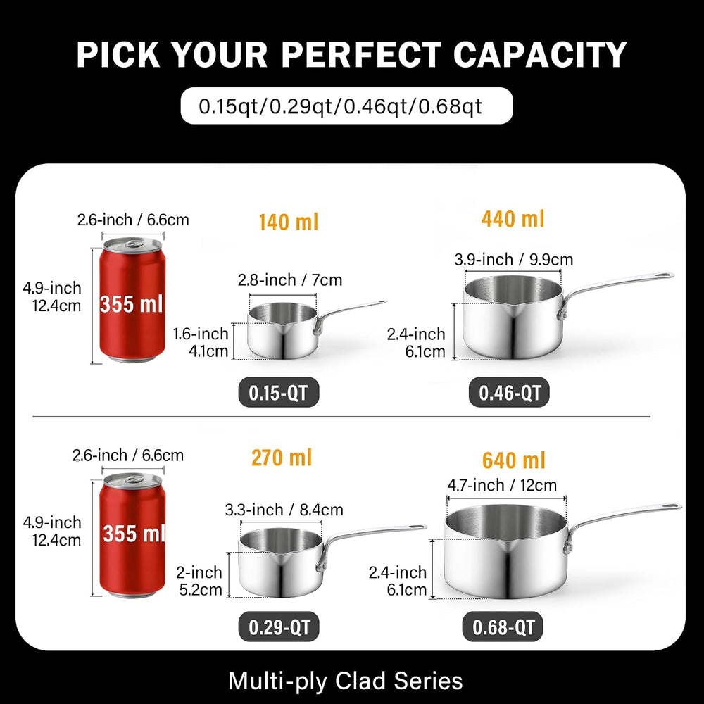Cooks Standard Multi-Ply Clad Butter Warmer Set, Small Stainless Steel Sauce ...