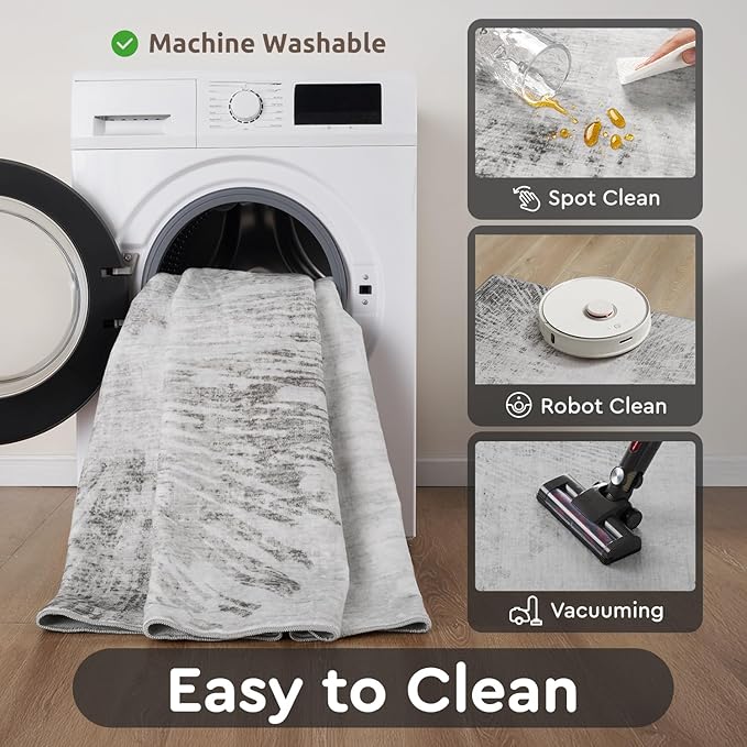 8x10 Area Rugs for Living Room-Machine Washable Rug Ultra Soft Non Slip Area - Image 6