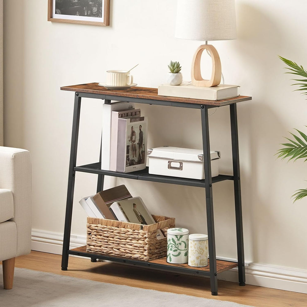 HOOBRO Narrow Console Table, 3-Tier Small Entryway Table with Storage Shelves...