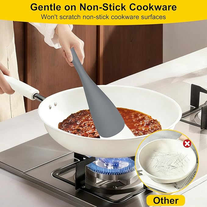 Beijiyi 3 Pack Silicone Cooking Spoons, 12.6 In Multifunction Spatula Spoon - Image 5