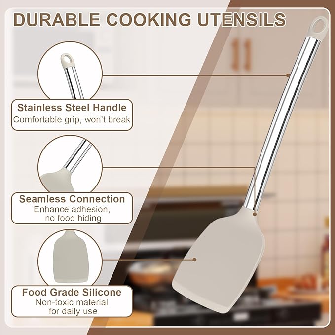 Vayvnt 4 Pieces Silicone Kitchen Spatula Utensils Set, Silicone Cooking Utensils - Image 3