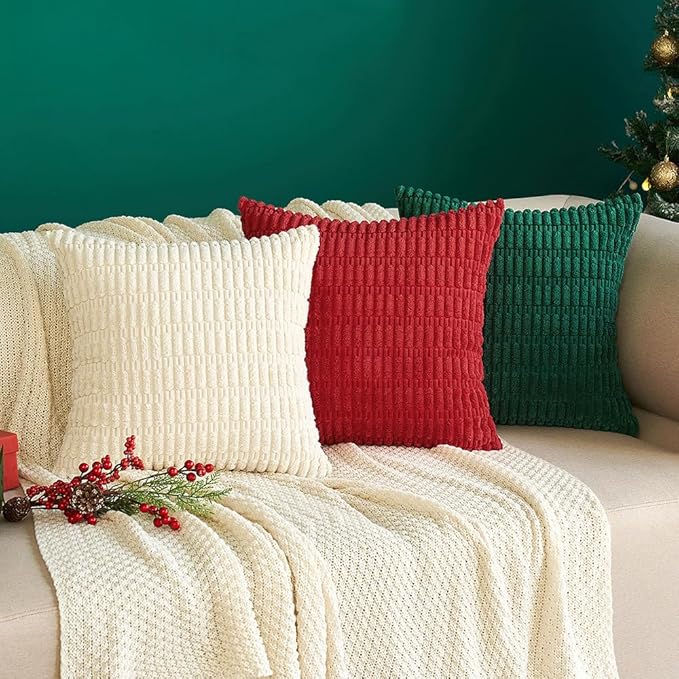 MIULEE Pack of 2 Red Corduroy Decorative Pillow Covers 18x18 Inch Soft Boho - Image 7