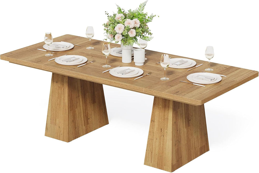 LITTLE TREE Dining Table for 6 People, Wooden Dining Table, Rectangle Table w...