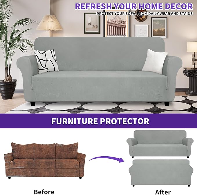 ZNSAYOTX Super Stretch Sofa Cover, New Striped Sofa Covers Fitted Slipcovers - Image 2