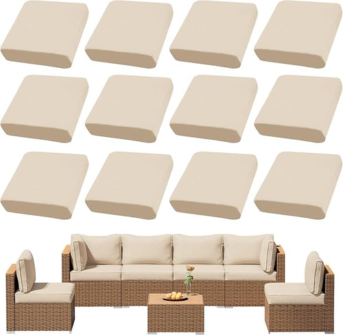 12Pcs Outdoor Cushion Covers, Patio Cushion Covers, Stretch Elastic Slipcovers by dreahoteztil