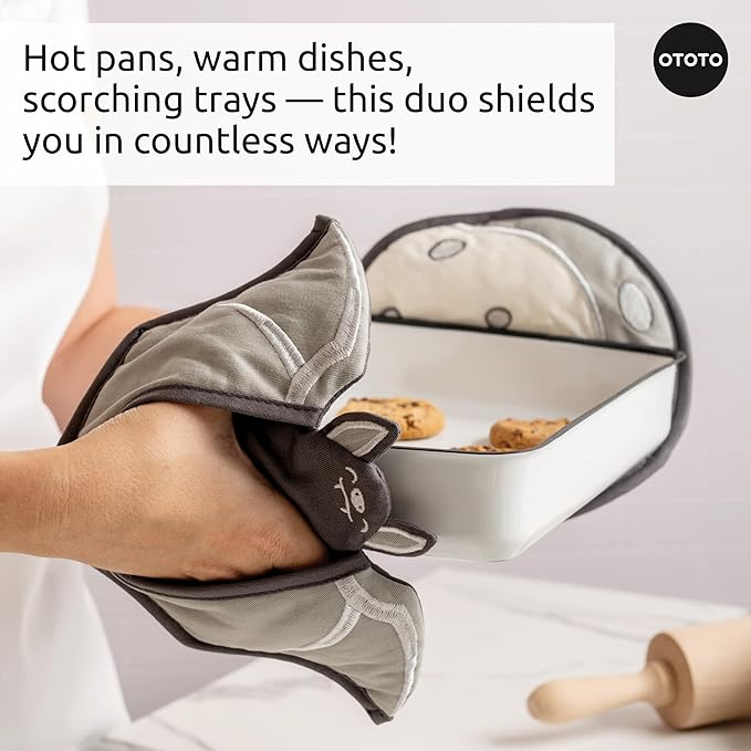 New - OTOTO Batlicious Oven Mitts and Pot Holders Sets - Heat Resistant Trivets - Image 6