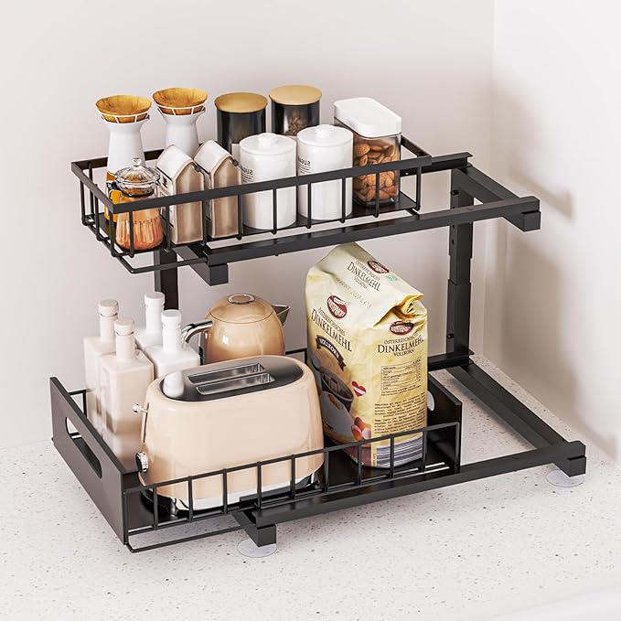 Under Sink Organizer, Heavy Duty Metal Pull Out Cabinet Organizer Slide Out - Image 7