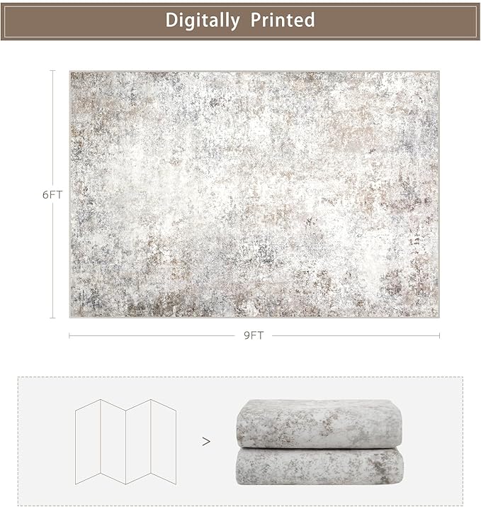 Washable Rugs 6x9 Area Rugs for Living Room, Modern Abstract Rugs for Bedroom - Image 2