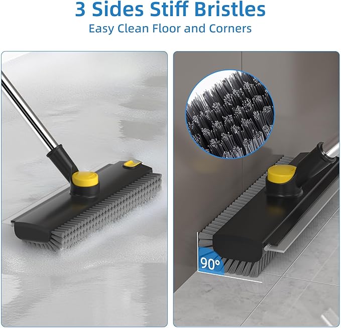 Scrub Brush with Long Handle, Floor Scrub Brush Squeegee Broom - Image 3