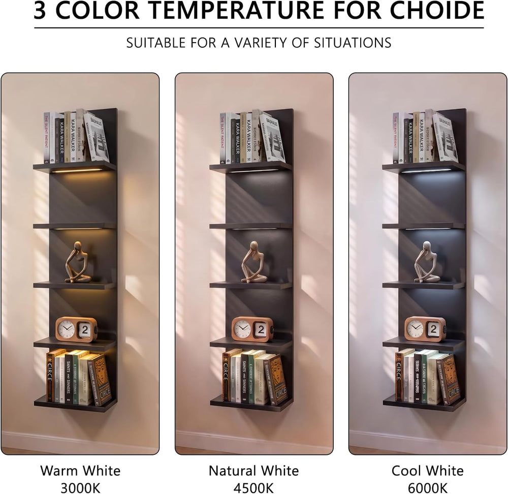 VIWODS 5 Tier Wall Shelf Unit with RGB Light, Black