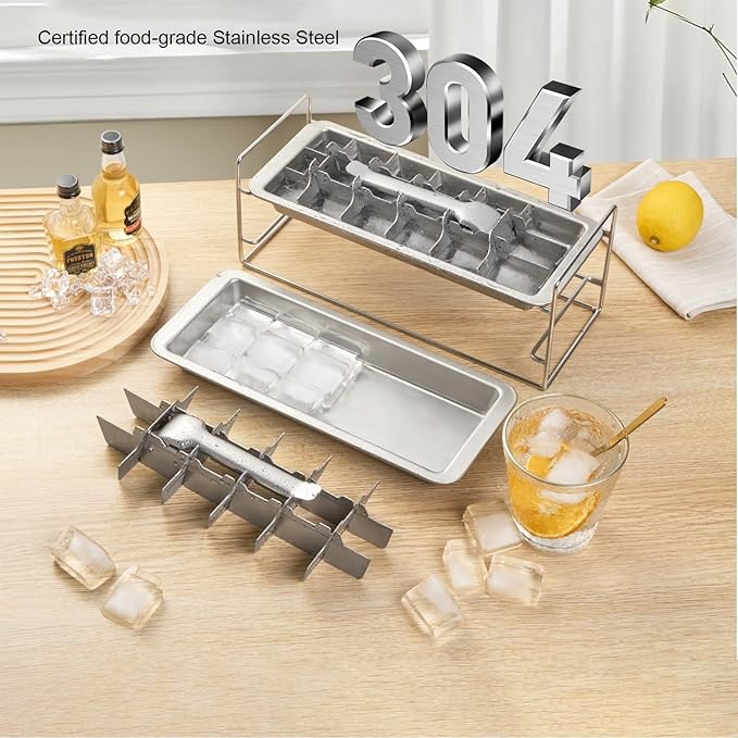Metal Ice Cube Trays, Stainless Steel Ice Cube Trays, 18-Slot Ice Cube Tray - Image 5