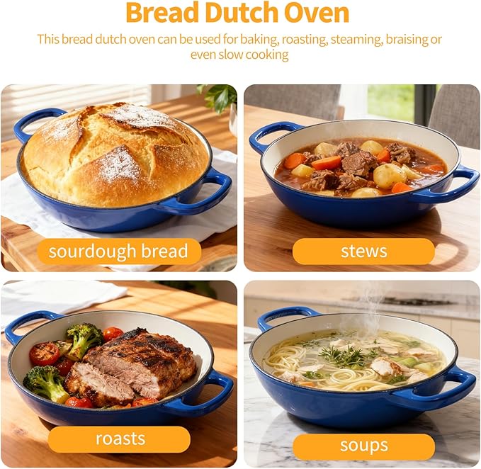 Mini Double Dutch Oven For Sourdough Bread Baking, 6QT Enameled Cast Iron Dutch - Image 7