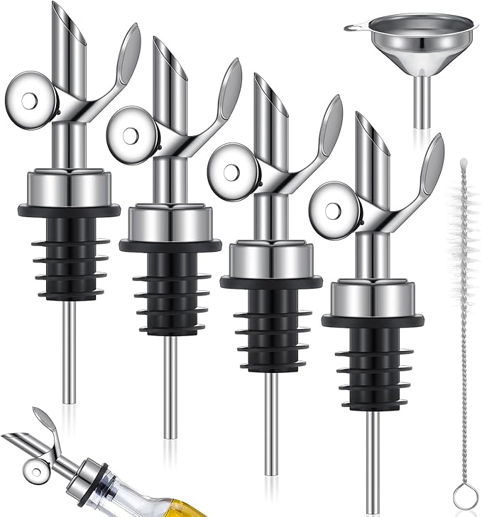 Tioncy 4 Pieces Weighted Stainless Steel Pourers Olive Oil Spout Olive Oil by Tioncy