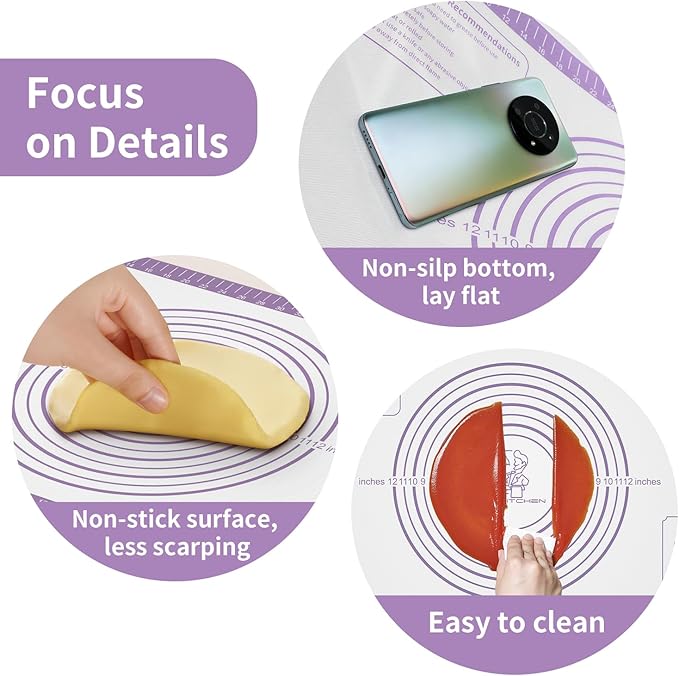 Silicone Pastrty Mat for Dough Rolling, Extra Thick Silicone Baking Mat - Image 5