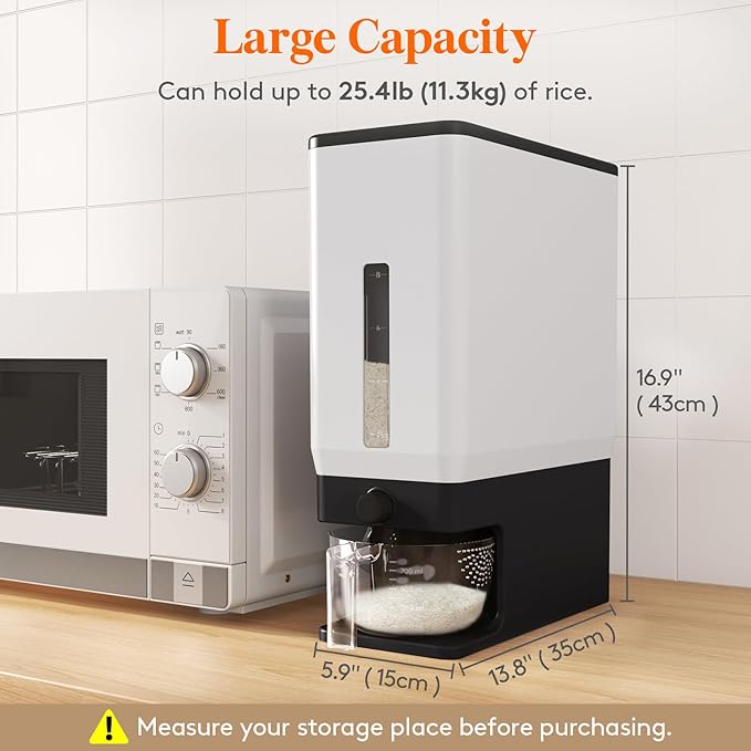 Lifewit 2 Pack Rice Dispenser 25 Lbs, Rice Storage Container Sealed Moisture