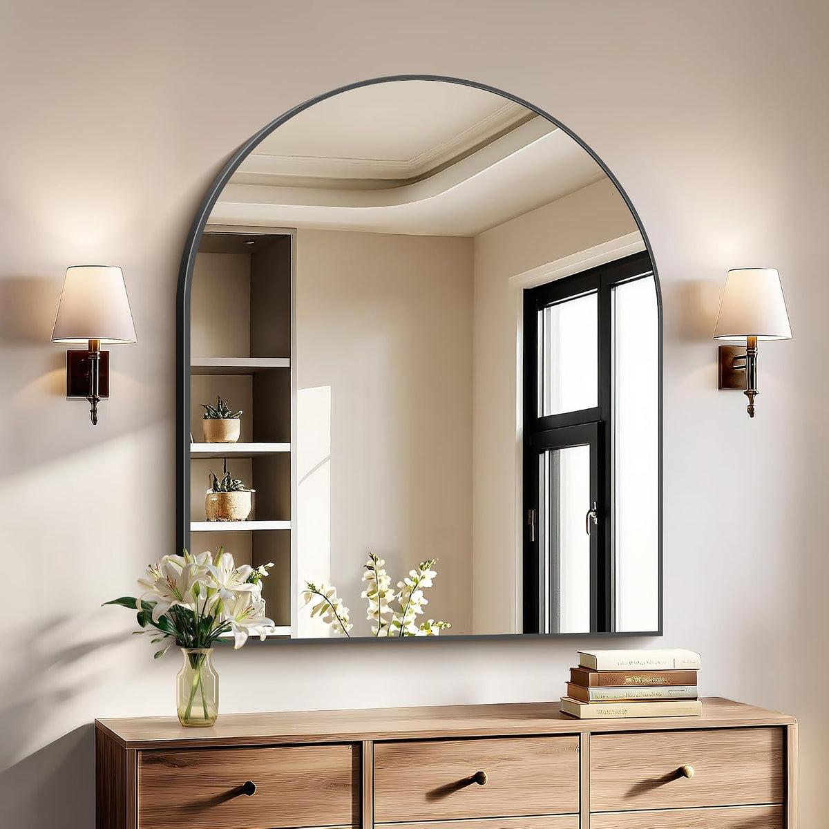 black arch mirror, 30x36 inch black mirror for, main product view