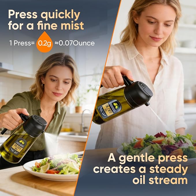 2 in 1 Olive Oil Sprayer for Cooking, 16 Oz Olive Oil Dispenser Bottle for - Image 2