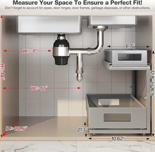 2 Pack 21.3IN-Depth Under Sink Organizer - Image 2