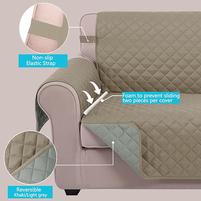 U-NICE HOME Reversible Oversized Chair Covers Quilted Water Repellent Pet - Image 4