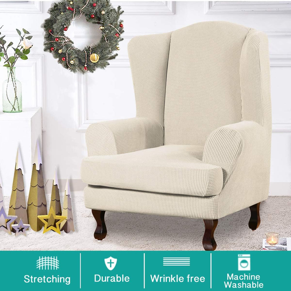 Turquoize Wingback Chair Covers 2 Piece Wing Chair Slipcover Stretch Slipcove...