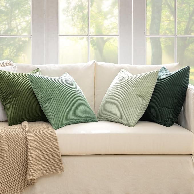 MIULEE Boho Farmhouse Sage Green Throw Pillow Covers 18x18 Inch Set of 4 - Image 2