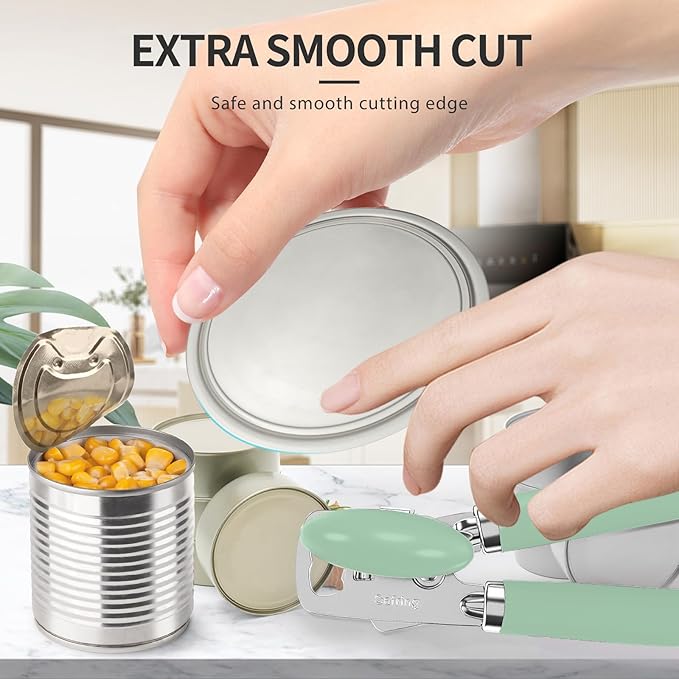 Safring Can Opener Manual, Heavy Duty Stainless Steel Smooth Edge Can Opener - Image 7