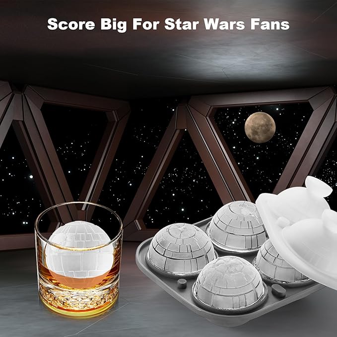 Nax Caki 3D Death Star Ice Cube Molds, Large Silicone Fun Shapes Bourbon Gifts - Image 5