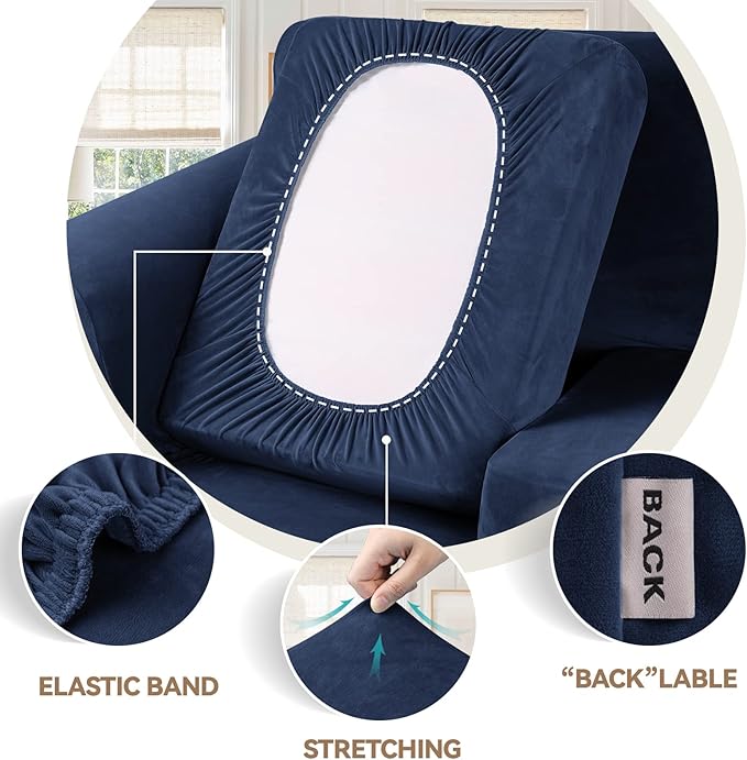 WEERRW 4 Pieces Velvet High Stretch Couch Covers - Image 3