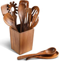 Wooden Spoons for Cooking, Natural Acacia Wooden Kitchen Tools, Nonstick by NAYAHOSE