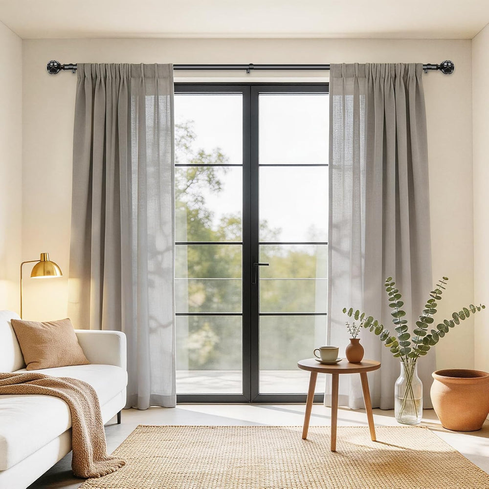 HOTOZON Curtain Rods for Windows 2 Pack 32-86 Inches, Black