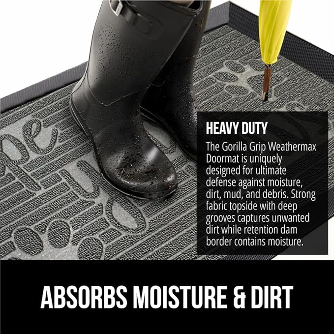 GORILLA GRIP 100% Waterproof All-Season WeatherMAX Doormat, US Designed Natural - Image 4