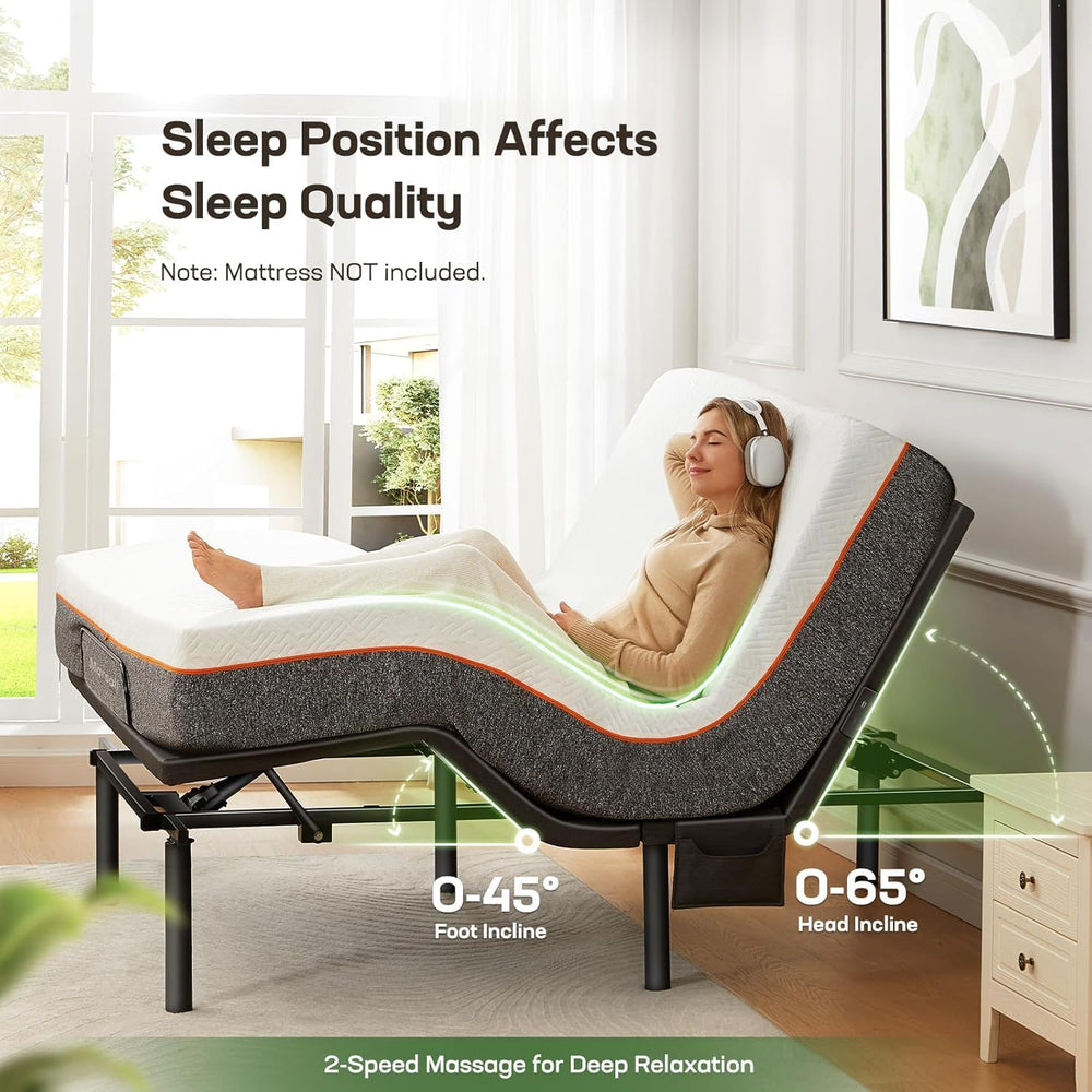 Marsail Adjustable Bed Frame Full,Electric Bed with Massage and Remote
