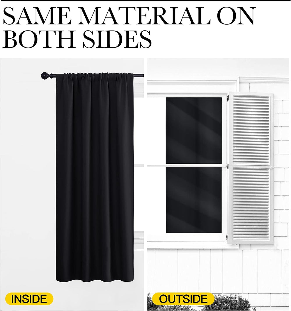 NICETOWN Black Blackout Curtains for Bedroom 70" Wide x 63" Long 2 ...