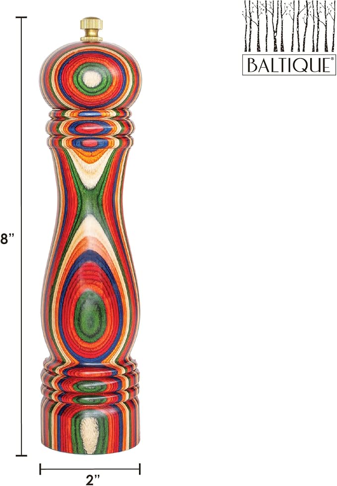 Baltique Marrakesh Pepper Grinder – 8 Inch Colorful Wooden Pepper Mill - Image 7