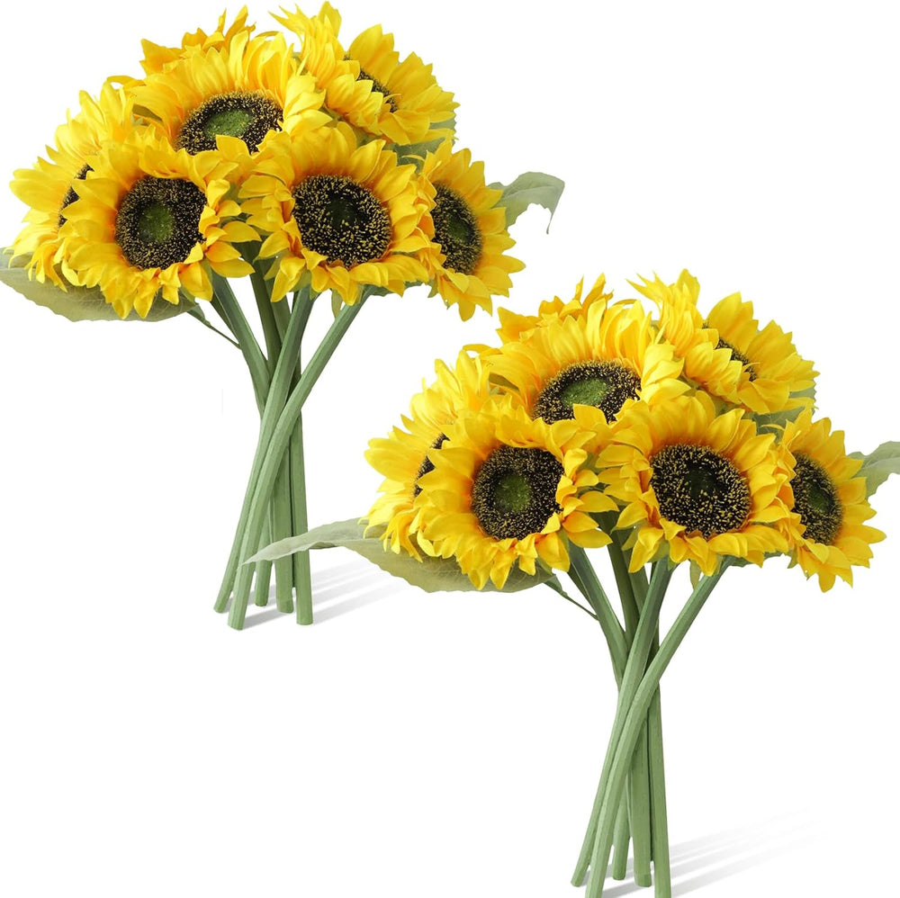 14Pcs Realistic Silk Sunflowers Artificial Flowers,12.6''Fake Sunflow...
