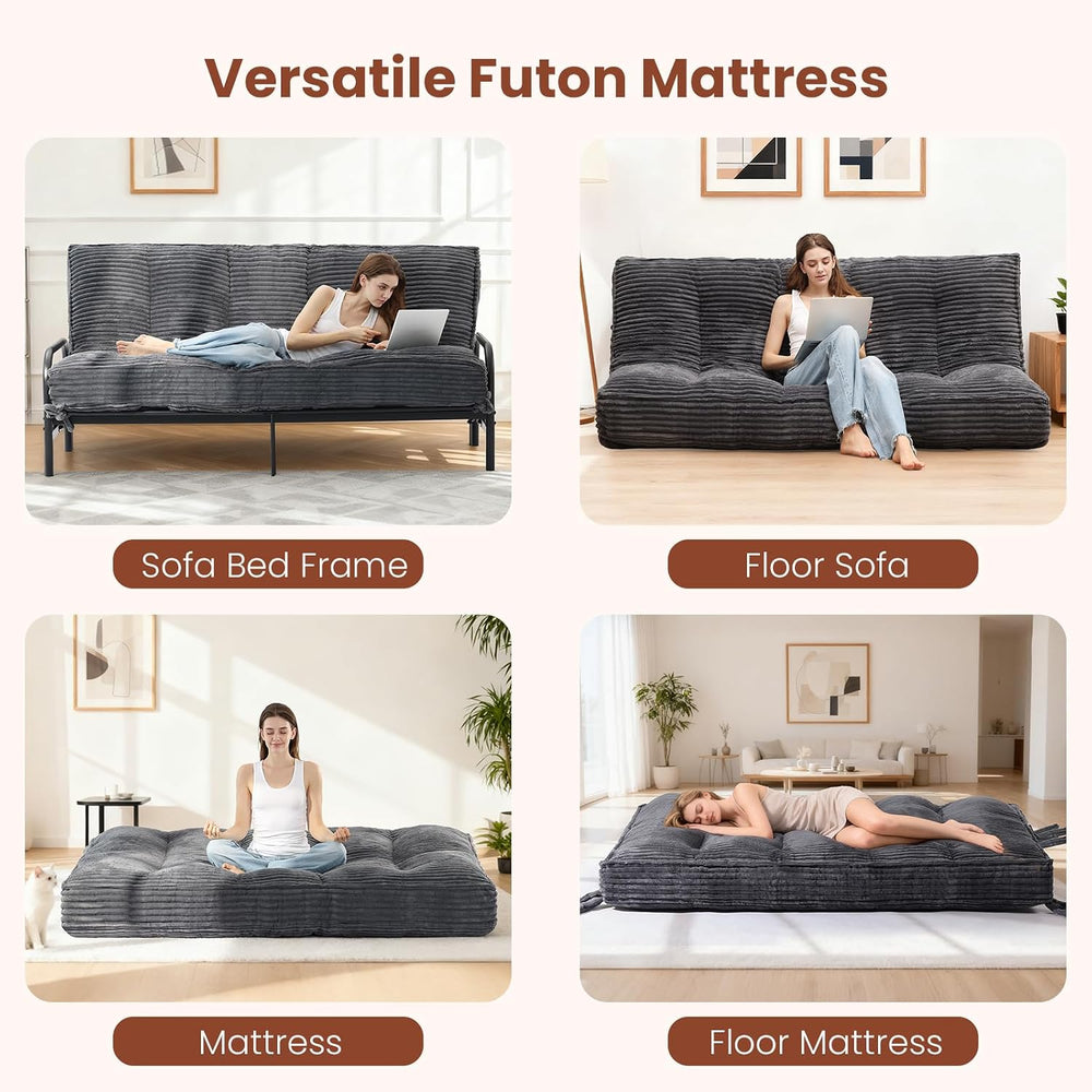 10" Futon Mattress Queen Size,Futons Sofa Couch Bed with Straps, Thick C...