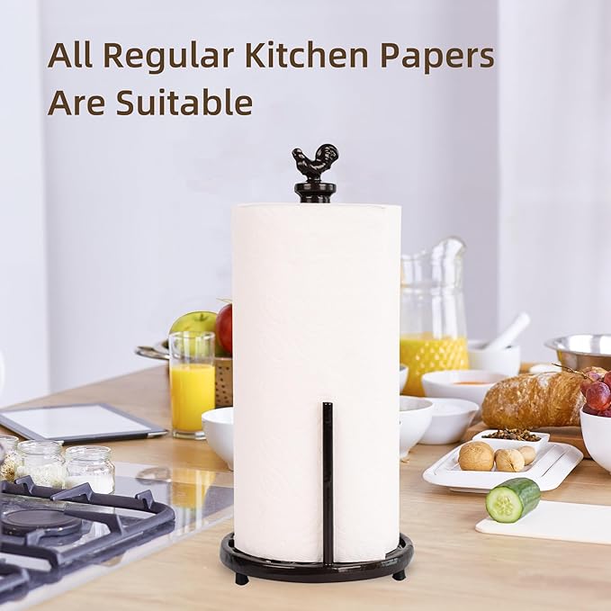 Cast Iron Rooster Paper Towel Holder