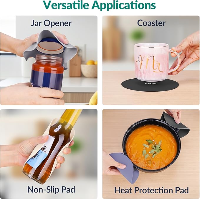NIHOME Silicone Jar Opener – 6 Inch Large Anti-Slip Grip Pads, Premium 100% - Image 7