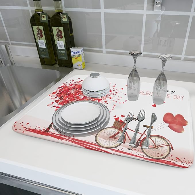 Romantic Valentine's Day Dish Drying Mat - Image 5