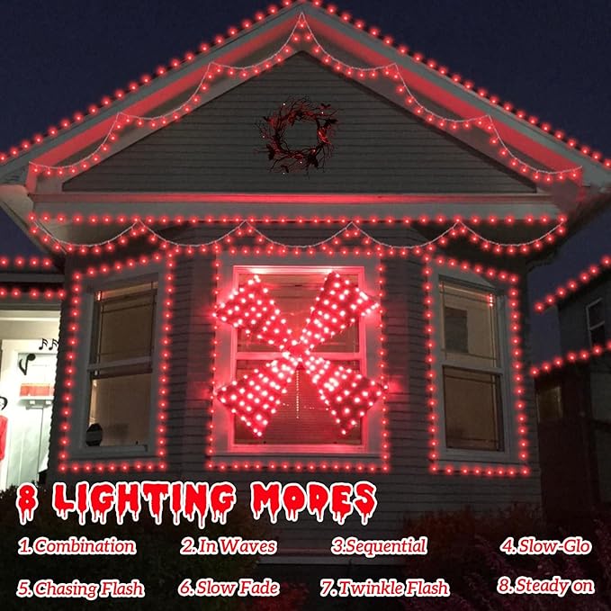 YEGUO 165ft 500 LED Halloween Lights Outdoor Waterproof, Red String Lights In...