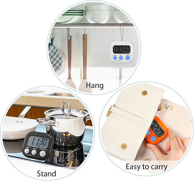 Weewooday 30 Pcs Large Classroom Timers Stopwatch Magnetic Kitchen Digital - Image 4